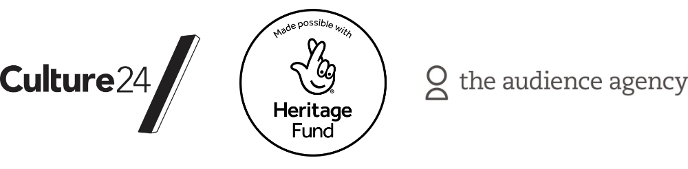 logos for Culture24, National Lottery Heritage Fund and Audience Agency