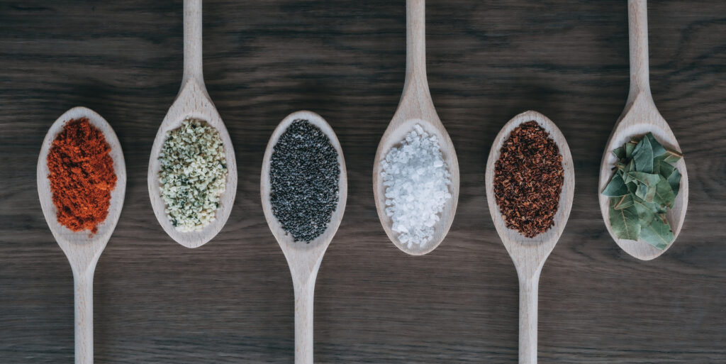 Spoons with spices on them